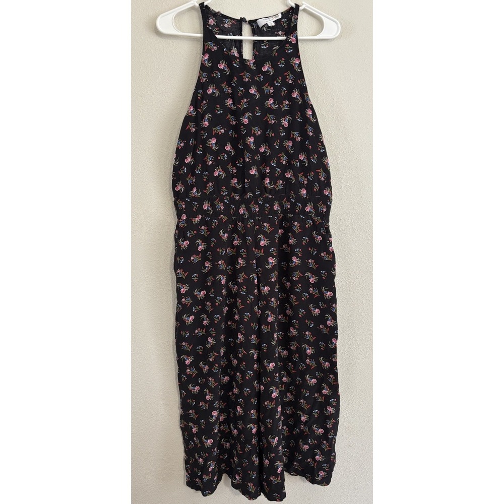 Thakoon Collective Floral Wide Leg Jumpsuit Womens 12 Black Sleeveless Halter